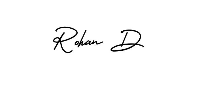 How to make Rohan D name signature. Use AmerikaSignatureDemo-Regular style for creating short signs online. This is the latest handwritten sign. Rohan D signature style 3 images and pictures png